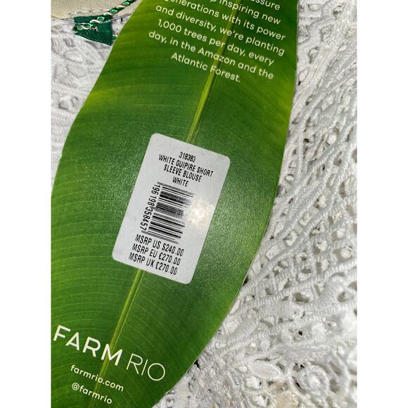 Farm Rio White Guipure Lace Blouse NWT $240 Stunning Boho Chic Top M Embroidered - Picture 11 of 11